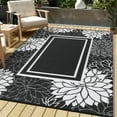 thumbnail image 2 of FairOnly 9'x18'Black Vintage Outdoor Rugs Reversible Stain Resistant Area Rug for Camping picnic, 2 of 5