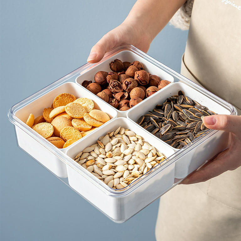 Multi-Compartment Snack Serving Tray Snacks Storage Box Dry Fruit Container  Storage Box for Nut Candy Dried Fruit Multi-Compartment Snack Serving Tray  Snacks Storage Box Dry Fruit Square Division 
