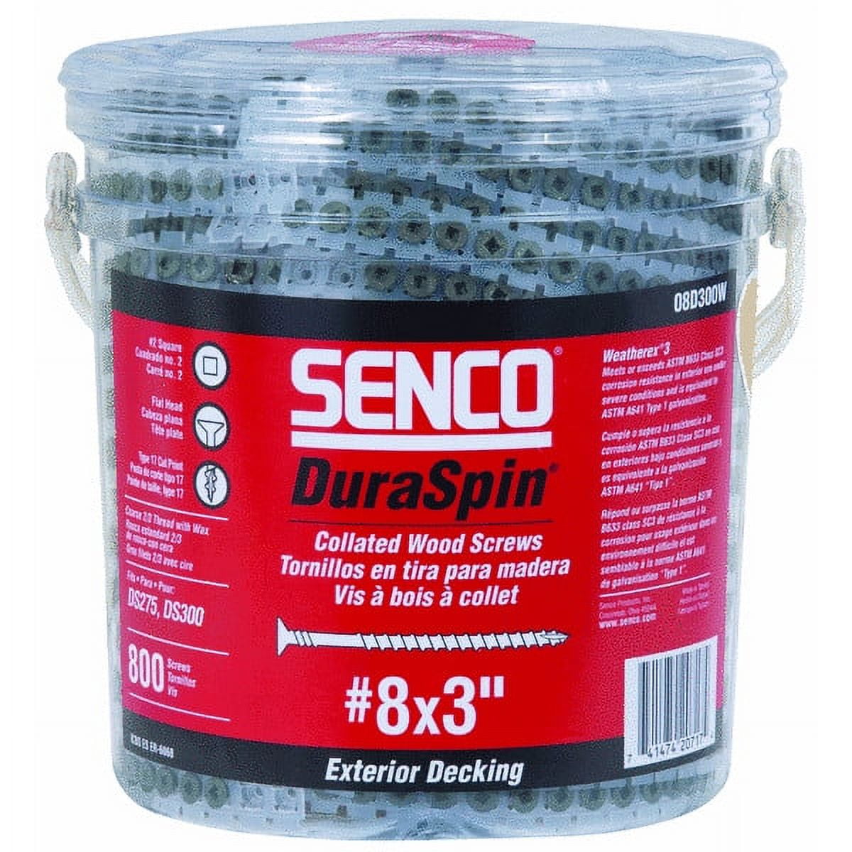 SENCO 08D300W 8-Gauge 3 in. #2 Square Exterior WX3 Collated Screw (800-Pack)