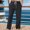 Black, variant on WIZUTIZ Mens Casual Lounge Pants Lightweight Breathable Drawstring Waist Relaxed Fit Summer Beach Trousers