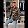 thumbnail image 4 of Abrigo de Lana con Estampado de Leopardo para Mujer, Chaqueta con Cuello Alto y Botones, con Bolsillos Estampado de Leopardo S, 4 of 10