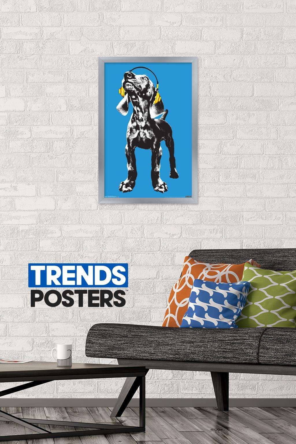 Keith Kimberlin - Puppy - Modern Weimaraner Pop Art Wall Poster, 14.725" x 22.375", Framed