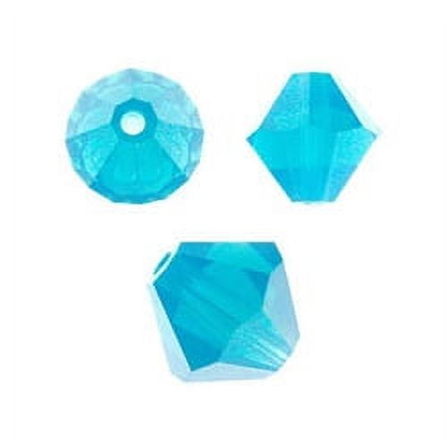 Swarovski Bicone Crystal Beads Item #5328/#5301 Caribbean Blue Color 6mm Size - 36 Pieces