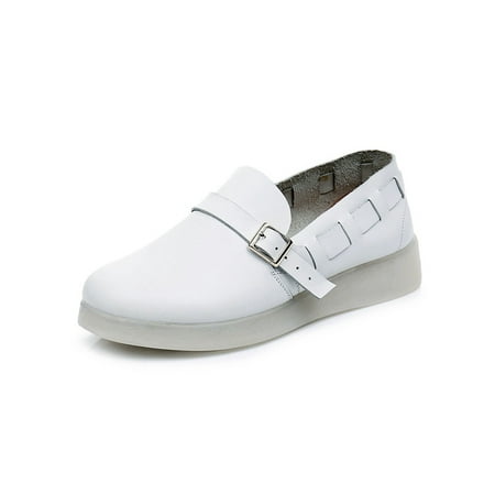 

Lacyhop Womens Loafers Slip On Nurse Shoes Comfort Flats Driving Platform Casual Shoe Lightweight Non-Slip White 8.5