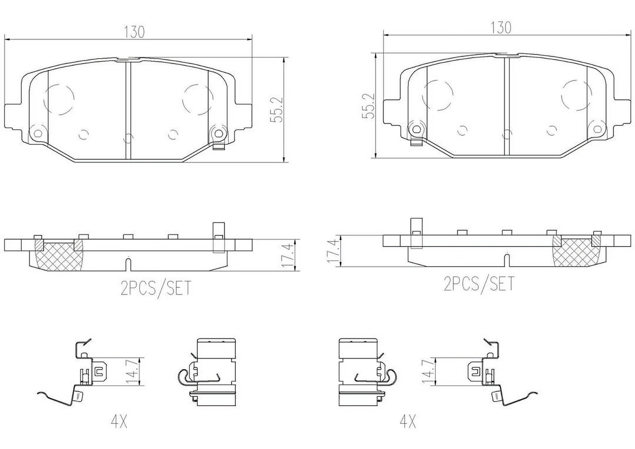 Brembo P11032N NAO BRAKE PADS Fits select: 2013-2016 CHRYSLER TOWN & COUNTRY TOURING, 2014 DODGE GRAND CARAVAN CREW