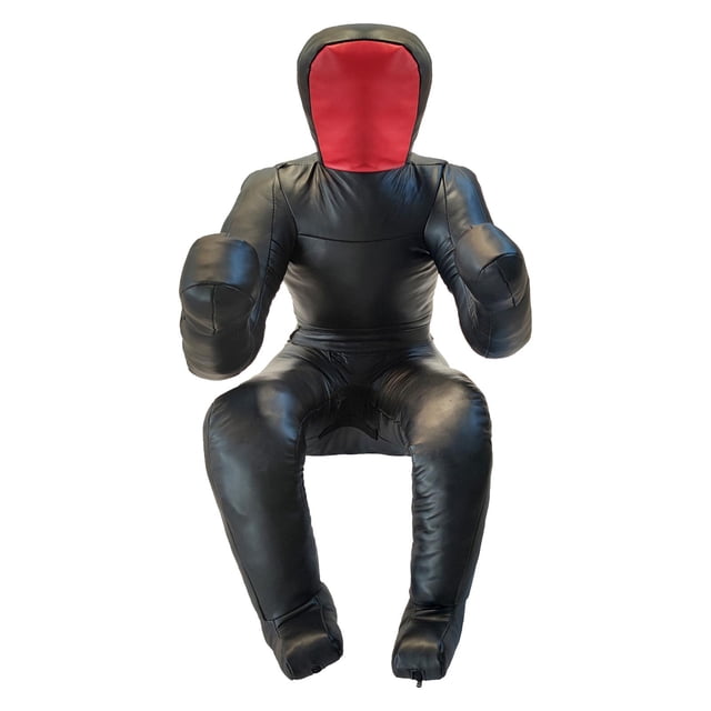 DYNWAVECA Mannequin d'Entraînement de Combat Jitsu multi-Usage Robuste Arts Martiaux Cuir PU pour Boxe Karaté Kickboxing Accessoire d'Entraînement Rouge