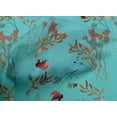 thumbnail image 4 of oneOone Cotton Cambric Turquoise Blue Fabric Flower & Leaves Watercolor Sewing Craft Projects Fabric Prints By Yard 56 Inch Wide, 4 of 4