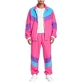 thumbnail image 6 of BELTNOV Men's 2 Piece Sets 80s 90s Tracksuit Long Sleeve Jacket with Elastic Waist Pants Set for Daily Wear Hot Pink, 6 of 6
