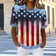 thumbnail image 5 of HOMBOM Shirts for Women Waffle Spring Blouse Fourth of July Wine Short Sleeve Crew Neck Young Womans Tops Basic, 5 of 7