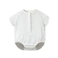 thumbnail image 3 of Mgmyaa Baby Boys Girls Pure Cotton Muslin Short Sleeve Bodysuit Snap Closure Summer Romper Newborn Jumpsuit for 3-24 Months, 3 of 8