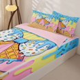 thumbnail image 3 of Manfei Watercolor Bowknot Zipper Twin Comforter Sets with Fitted Sheet and 2 Pillowcases,Drippy Ice Cream Pattern Zipper Bedding Set,Pink Reversible,4-Piece, 3 of 7