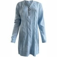 thumbnail image 4 of Pompotops Women Sexy Zipper V-Neck Long Sleeve Fashion Solid Color Sheath Mini Dress, 4 of 4