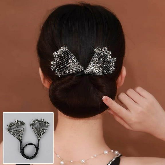 Rkxzt Hairpin Rhinestone Hair Bun Maker French Twist Clip Alloy Retro Fan Shape 1 Count Tools/Office|Alloy,Blue
