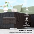 thumbnail image 3 of 7-Piece Outdoor Rattan Furniture Set - Patio Wicker Sectional Sofa, Light Green & Deep Coffee, Perfect for Living Room or Balcony - Steel Frame & Cushioned Comfort, 3 of 7