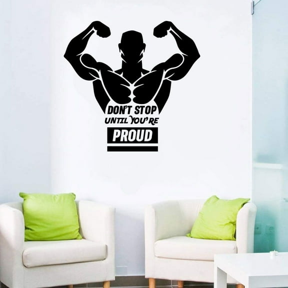 Dont Stop Until You're Proud - Workout Motivation Inspirational Quote Quotes Fitness Healthy Life Style Wall Art Vinyl Sticker Decal Home Décor Work Out Wall Sticker Home Gym Bedroom Size (10x10 inch)