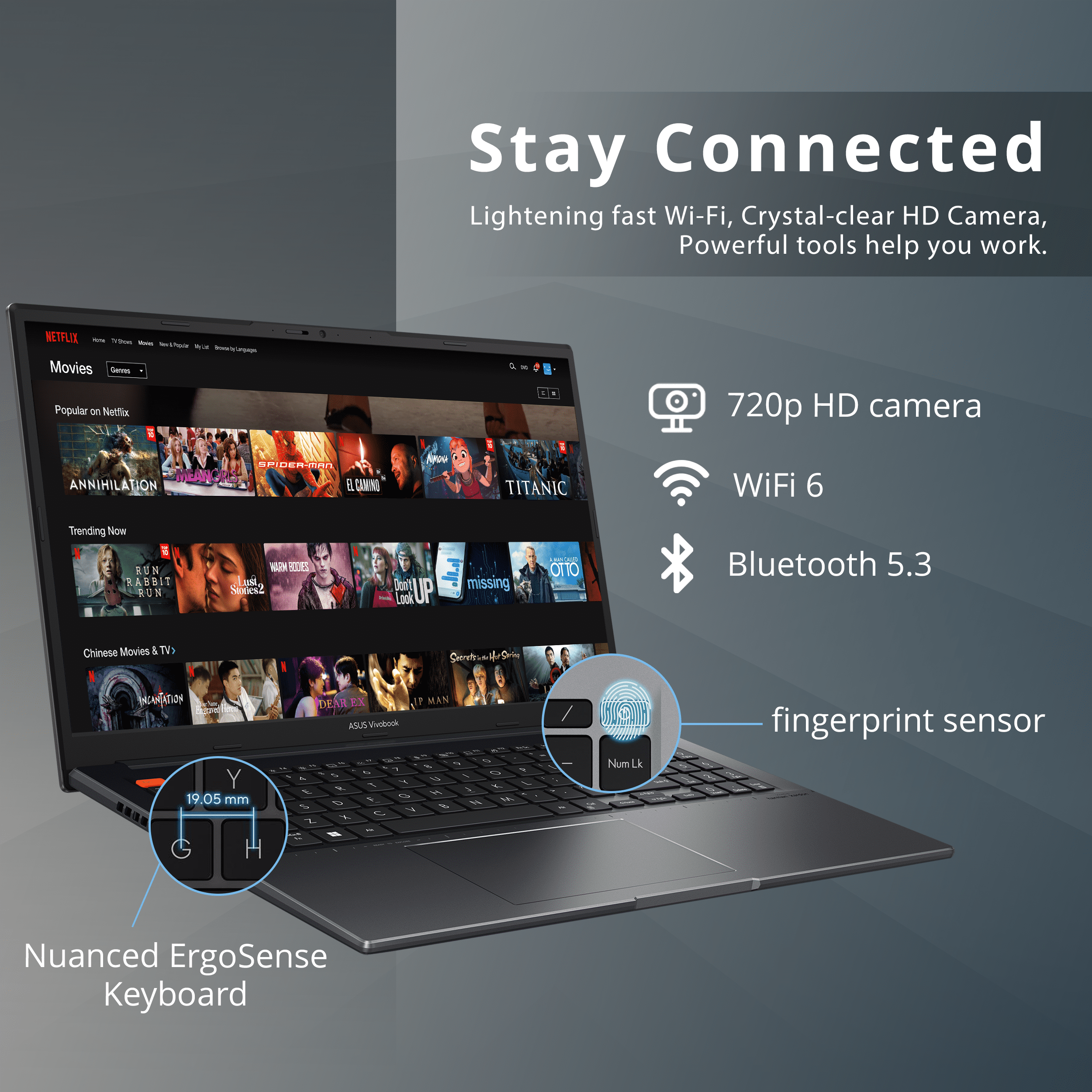 ASUS VivoBook S 15 Slim Laptop, 15.6" FHD Display, AMD Ryzen 7 5800H Processor, AMD Radeon Graphics, 8GB RAM, 512GB SSD, Windows 11 Home, Fingerprint Reader, Indie Black