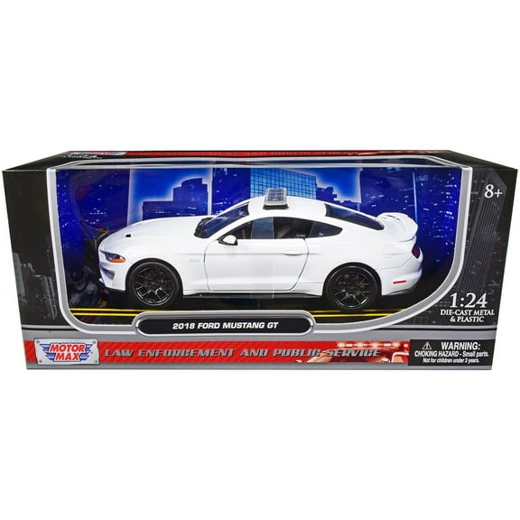 2018 Ford Mustang GT Police Car Unmarked Plain White "Law Enforcement and Public Service" Series 1/24 Diecast Model Car by Motormax