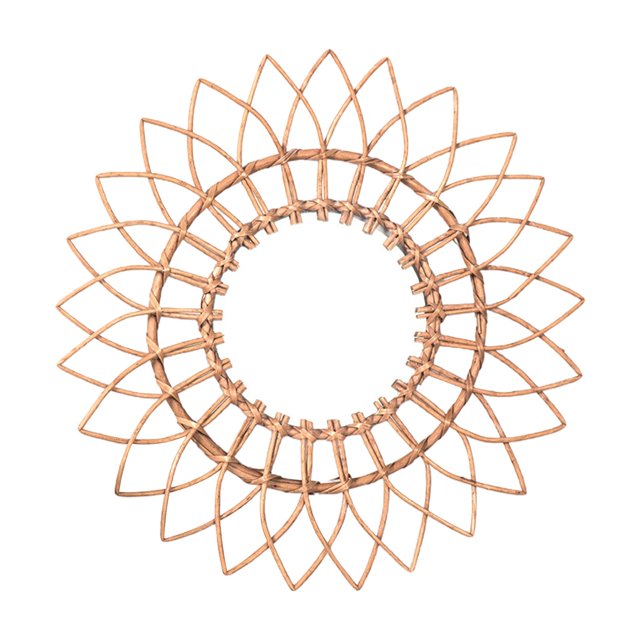 Espejo de ratán Espejo tejido de mimbre Estilo bohemio Espejo cosmético Decoración de pared Espejo de pared pastoral Espejo de maquillaje redondo para BLESIY espejo para maquillarse