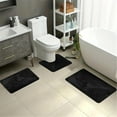 thumbnail image 4 of 3Pcs Bathroom Rugs, Leaves Bath Mat Toilet Mats, Soft Comfortable Non-Slip Bathroom Rug Set Machine Washable Bath Mat Bathroom Rug Bathroom Carpet Bath Mats for Bathroom(Black), 4 of 8
