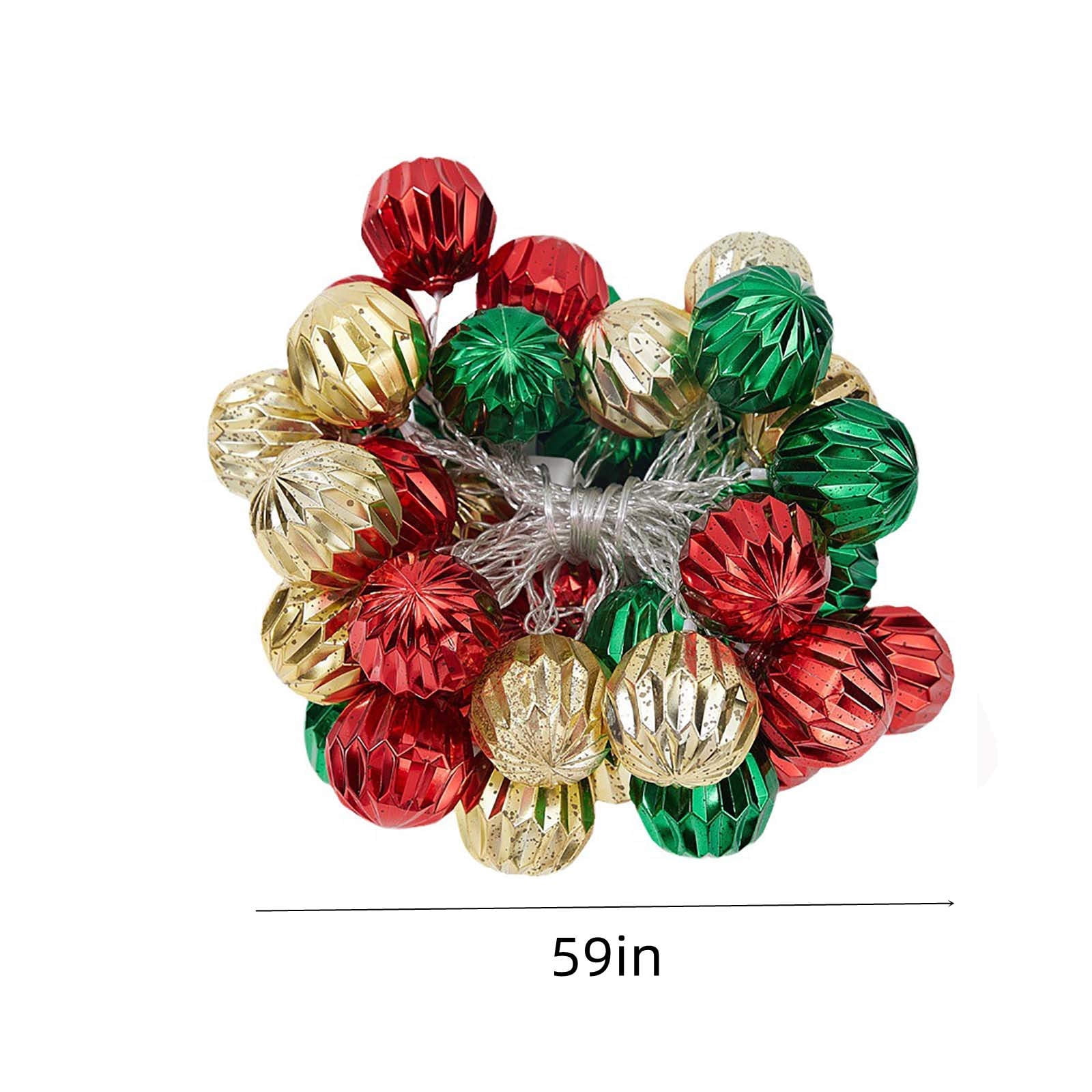EUDIDV Festive String Lights 59-inch Christmas String Lights 10 LED Ball Lights, Battery Powered Luminescent Lights String Ball Lights Decorate Christmas Tree Room Indoor And Outdoor Xmas Lights