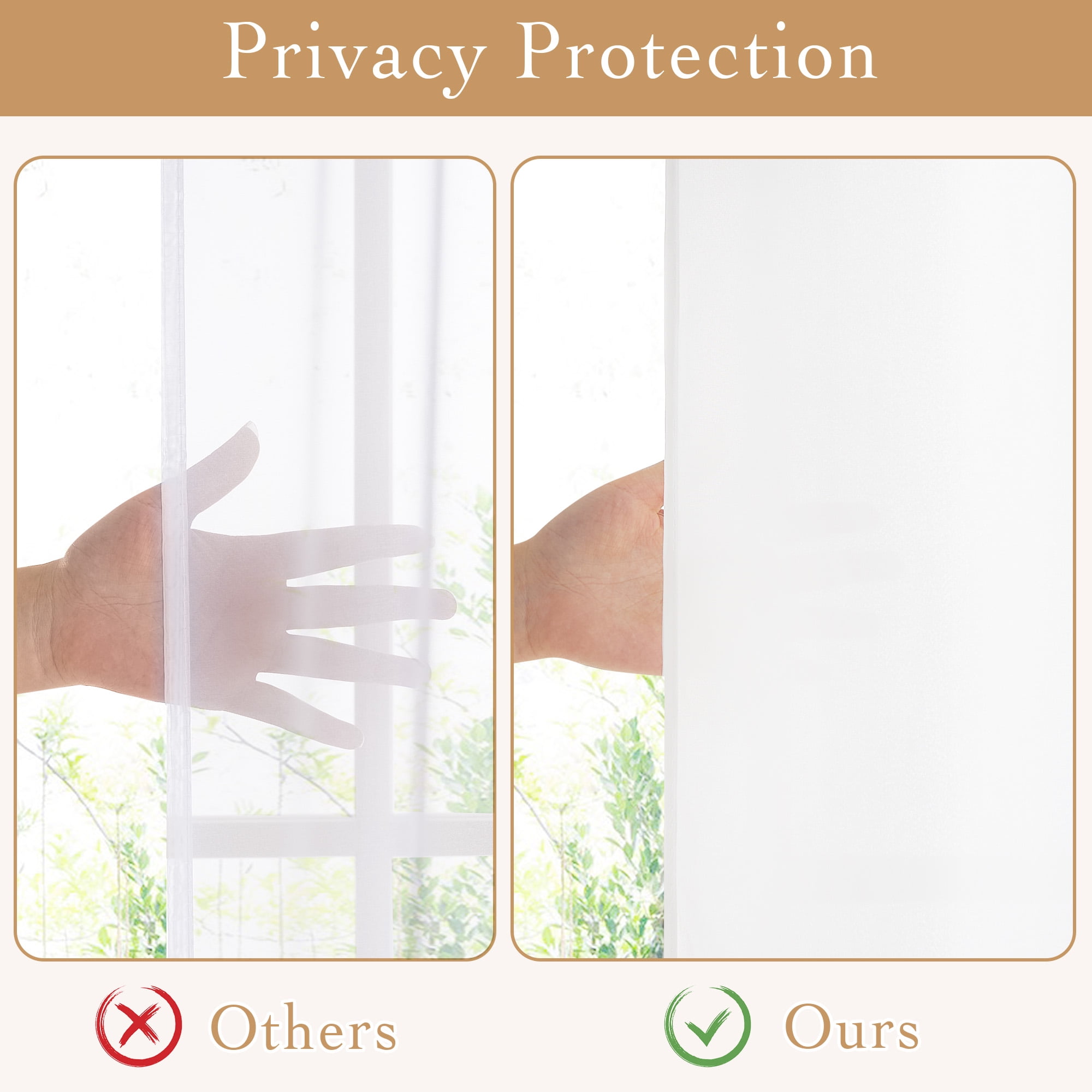 NICETOWN Privacy Sheer Curtains 96 inches Long, Non-See-Through Sheer Curtains Light Filtering Sheer Curtain Drapes for Bedroom Living Room, White, 2 Panels