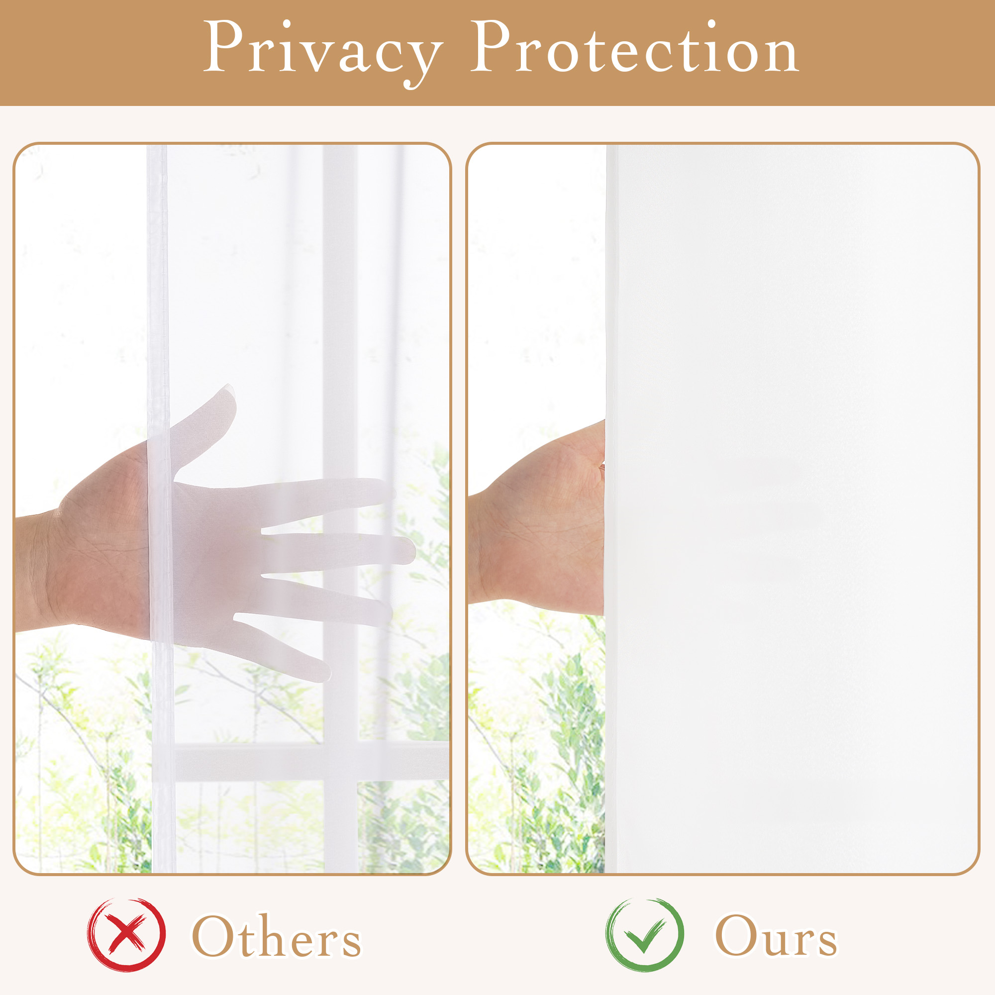 NICETOWN Privacy Sheer Curtains 84 Inches, Set of 2, White photo 6