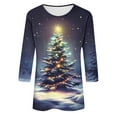 thumbnail image 4 of Christmas T Shirts for Women 3/4 Sleeve Holiday Graphic Tee Loose Casual Tops Xmas Party Outfit Pullover, 4 of 4