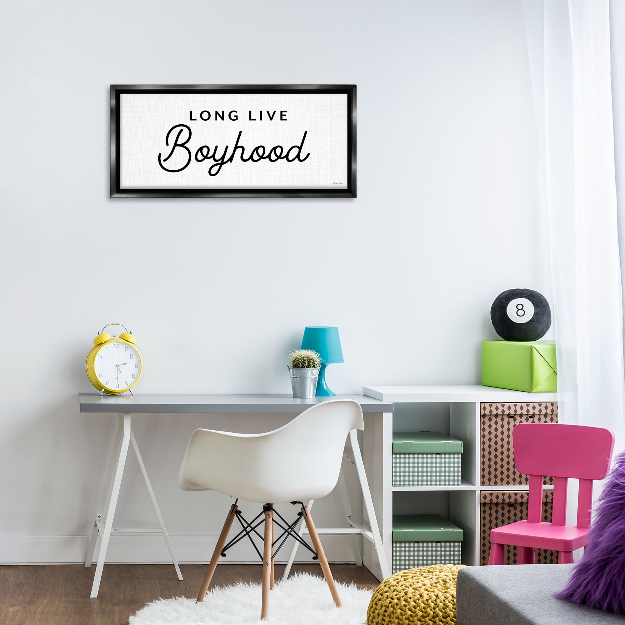 Stupell Industries Long Live Boyhood Typography Painting Black Floater Framed Art Print Wall Art, 31 x 14