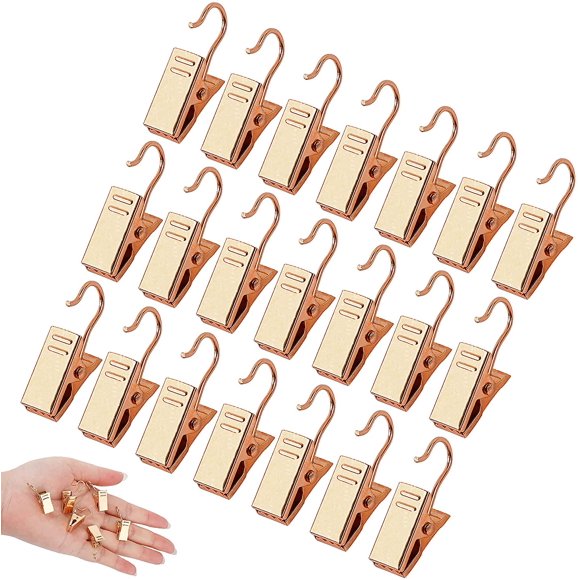 PinesC 30 Pack Mini Heavy-Duty Hook Clip Set Curtain Clips for Photos Home Decoration Art Craft Display (Gold)