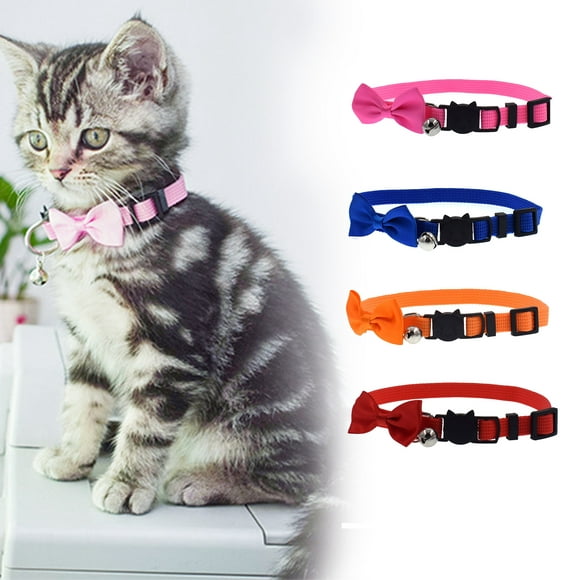 Lubelski Cat Collar Solid Color Bowknot Style Adjustable Traction Tool Durable Pet Accessories for Outdoor