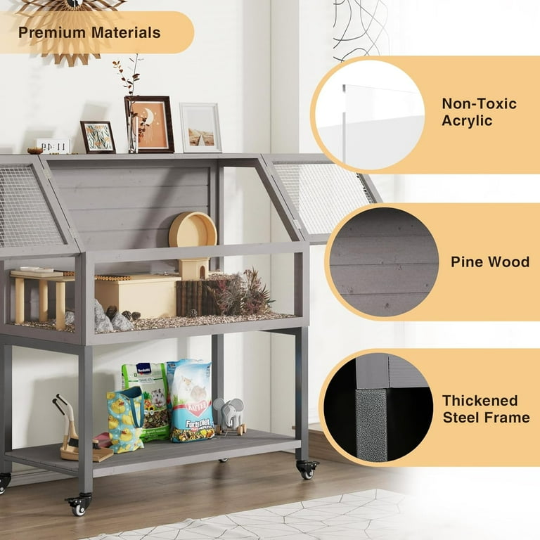 Glass Hamster Cage Hamster Cage With Storage Cabinet, Guinea Pig