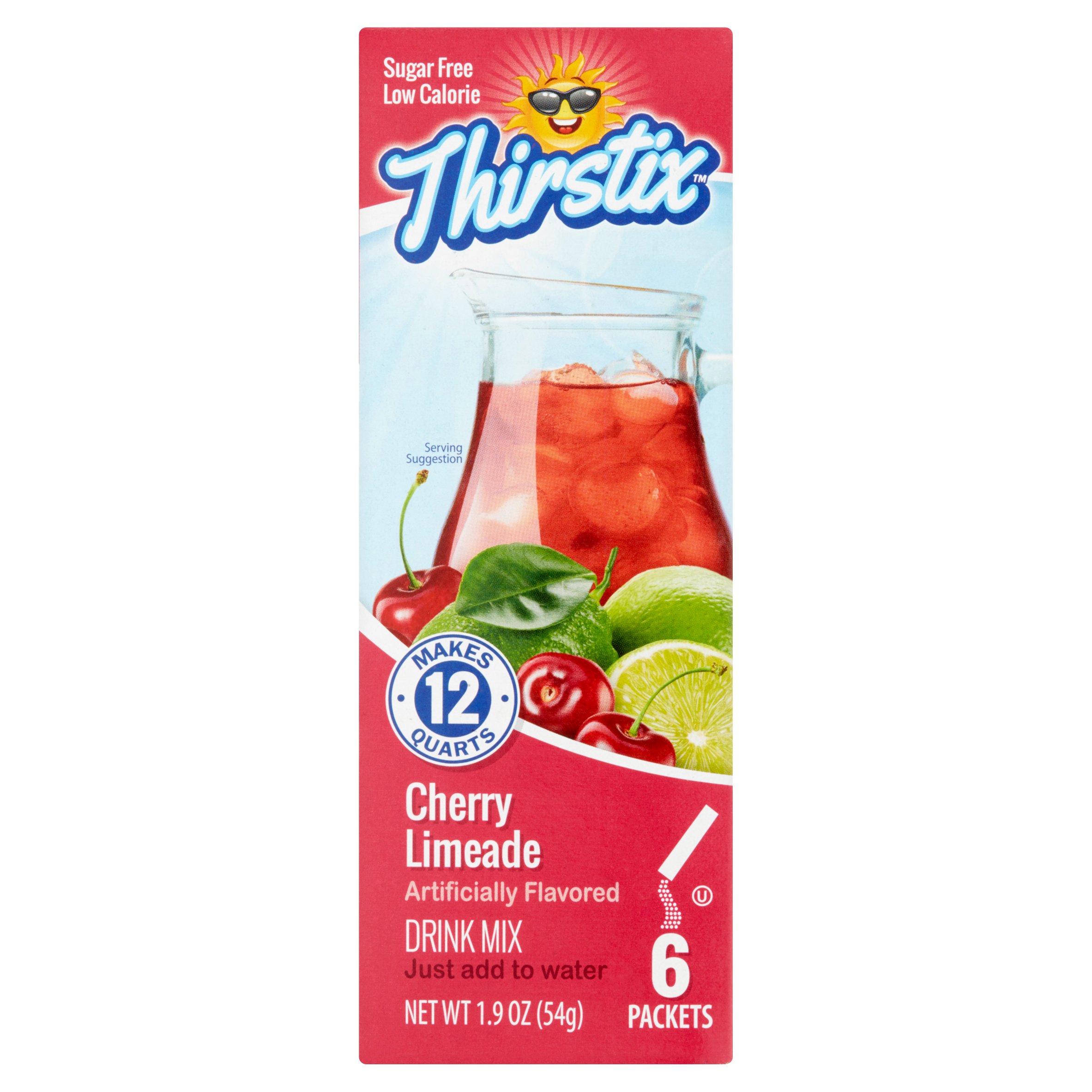 Thirstix Drink Mix, Cherry Limeade, 1.9 Oz, 6 Packets, 1 Count