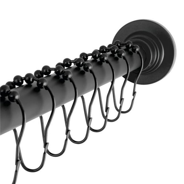 Kingston Brass SCC3110 Tringle de Rideau de Douche à Tension Réglable en Acier Inoxydable Edenscape de 60 à 72 Po avec Anneaux, Noir Mat