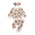 thumbnail image 4 of 18 Months Girl Clothes Sweat Suits Toddler Baby Girl Clothes Fall/Winter Girls Outfits Ruffle Long Sleeve Tops Floral Flared Pants Girls' Clothing Sets, 4 of 4