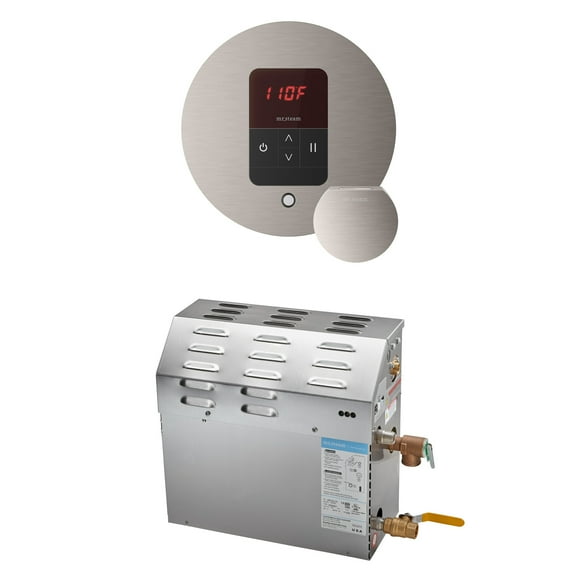 Mr Steam MS 6kW (6000W) Steam Shower Generator Package w/round iTempo Control in Brushed Nickel