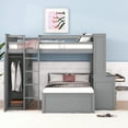 thumbnail image 2 of Pinovk Full size Loft Bed with a twin size Stand-alone bed, Shelves,Desk,and Wardrobe-Gray, 2 of 18