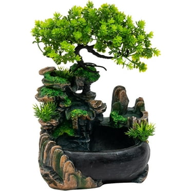 Indoor Tabletop Fountains Atomizing Desktop Humidifier with Rockery Tabletop Fountain Illuminated Waterfall Fountain Indoor for Home Office Bedroom Desk Decor