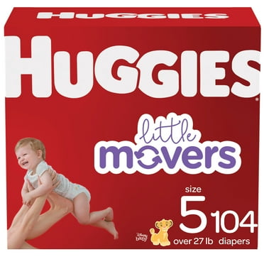 Huggies Little Movers Baby Diapers, Size 5 (27  lbs), 104 count