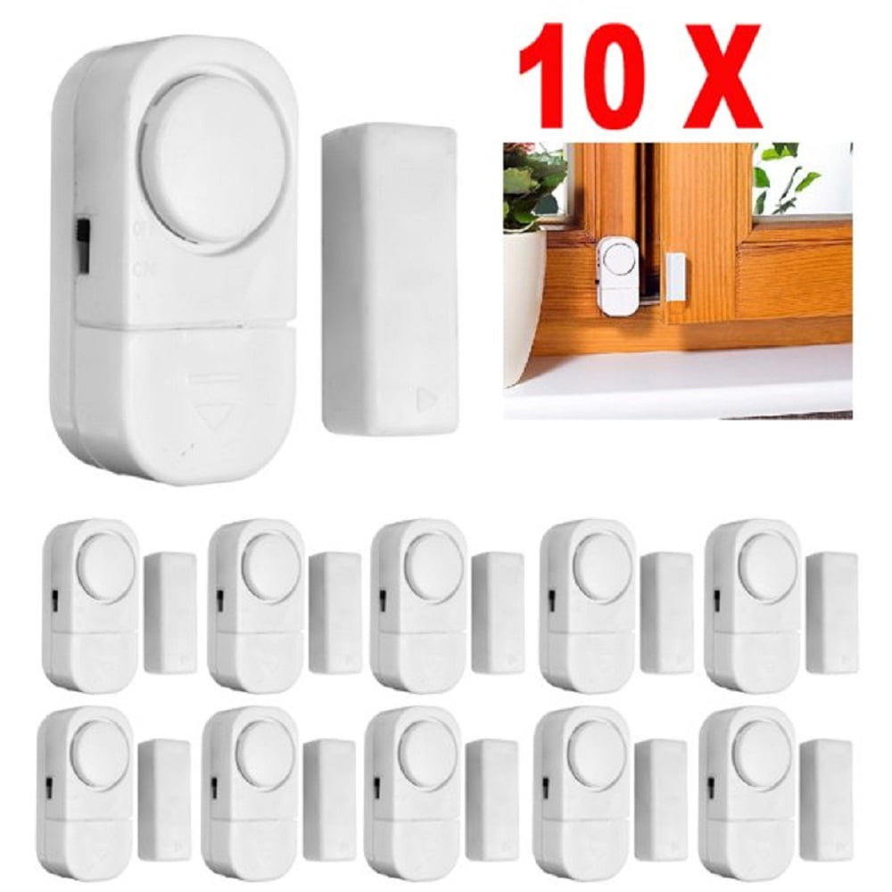 10 Pcs Door and Window Alarm, 90 dB Wireless Magnetic Security Sensor Alarms with Batteries for Home, Apartment, Office and Garage, White