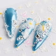 thumbnail image 3 of opvise Nail Sticker Lace Design 5D Engraved Nail Art Decoration Manicure White Rose Flower Tips for Female, 3 of 8