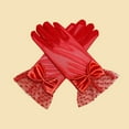 thumbnail image 4 of Riforla Women Lace Gloves with Bow Detail Short Elegant Glove for Wedding Party and Evening Sun Protection Accessories Red, 4 of 4