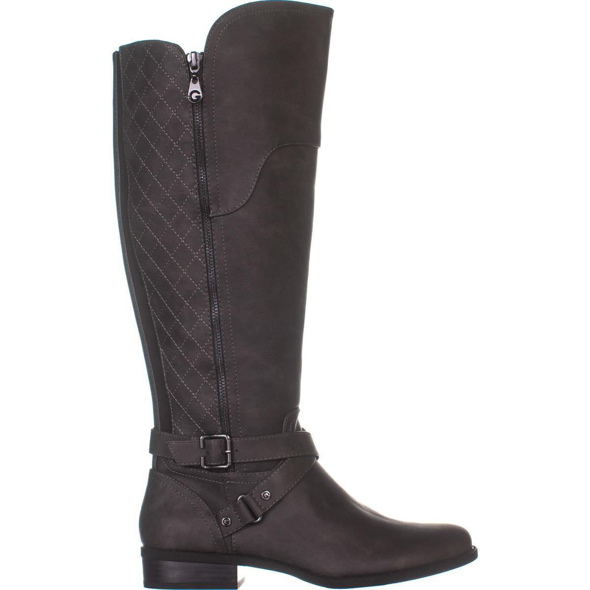 GBG GUESS Womens Black Buckle Accent Wide Calf Haydin Round Toe