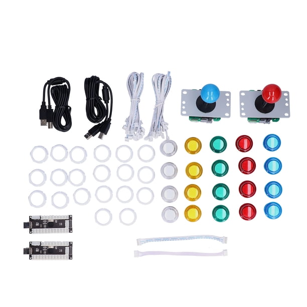 2 Player LED DIY Arcade Joystick Kit Including 2x Joysticks+20x LED ...