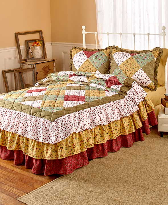 Quilted Ruffled Bedspreads or Shams (Mulberry Square Sham)