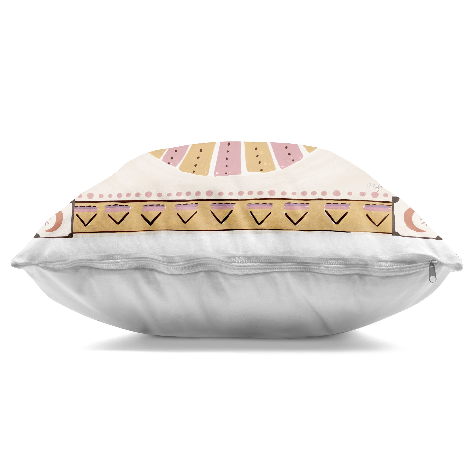 Stupell Industries Pink Sun Face with Geometric Border Decorative Printed Throw Pillow, design by Two If By Sea Studios, 18 x 7 x 18