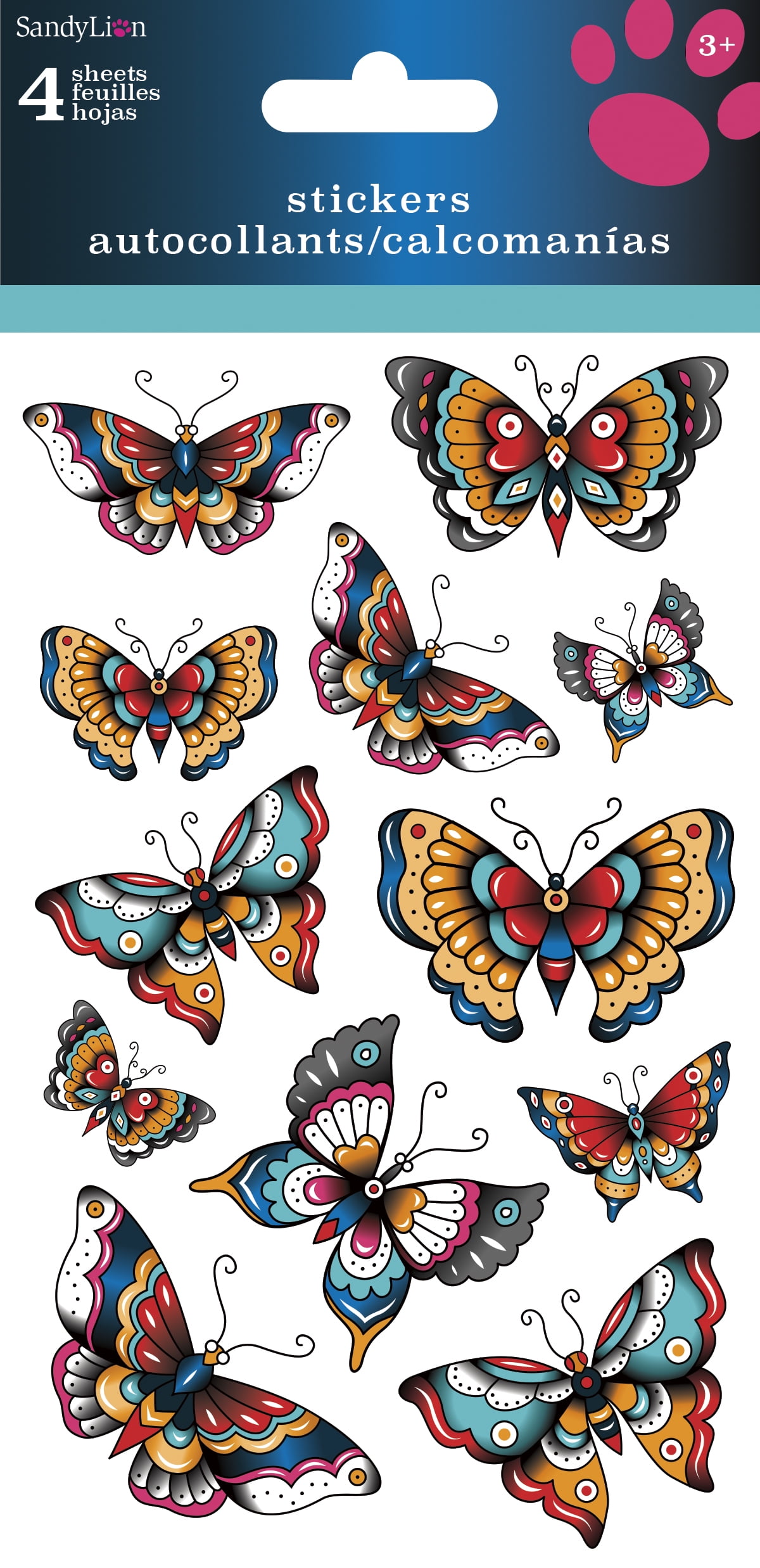 Sandylion Colourful Butterfies Stickers lot of 5 SHEETS size 2" X 6" Sandylion Colourful Butterfies Stickers lot of 5 SHEETS size 2" X 6"