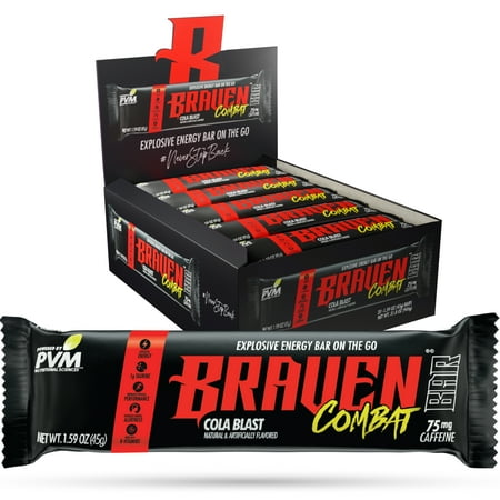 BRAVEN Combat Energy Bars (1.59 oz  20 Pack) - Energy Drink Alternative  75mg Caffeine  B-vitamins and Taurine. Delicious Taffy-Like Energy Snack. Perfect Sports Snack  Gluten-free. 