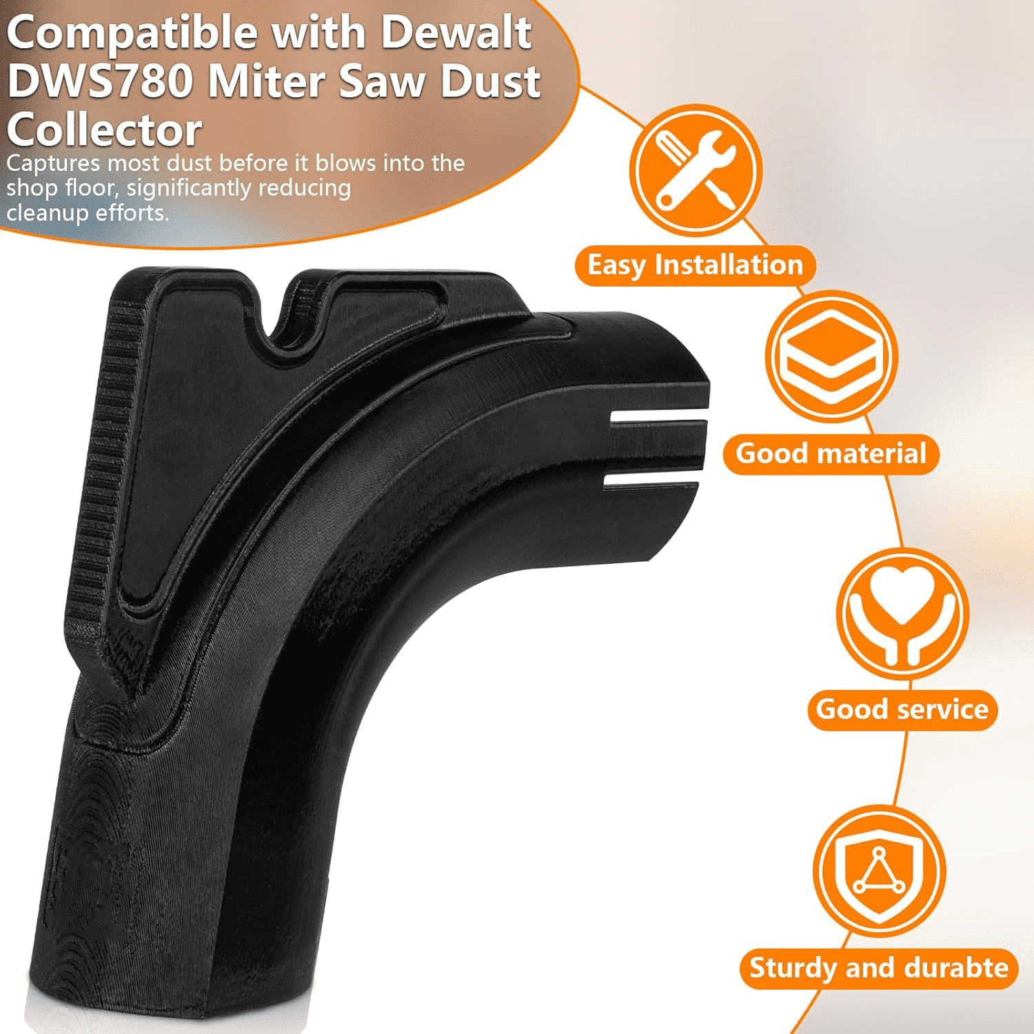 Compatible with Dewalt DWS780 Miter Saw Accessories,for Miter Saw Dust Collector, Fits Standard 5-Gallon Bucket, No Vacuum Needed,Pure Gravity-Based Dust Collection