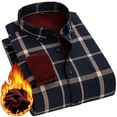 thumbnail image 2 of FDGIU Men's 2025 Fall Plaid Shacket - Long Sleeve Button Down Jacket, Comfy Lined Flannel Shirt Coat with Pockets, 2 of 3