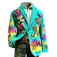 thumbnail image 1 of Long Mens Coat Corduroy Print Ceremonial Dress Jacket with Pockets, Button Front Party Blazer for Winter Spring, 1 of 3